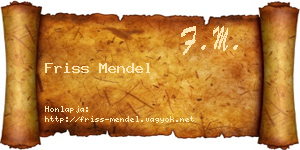Friss Mendel névjegykártya
